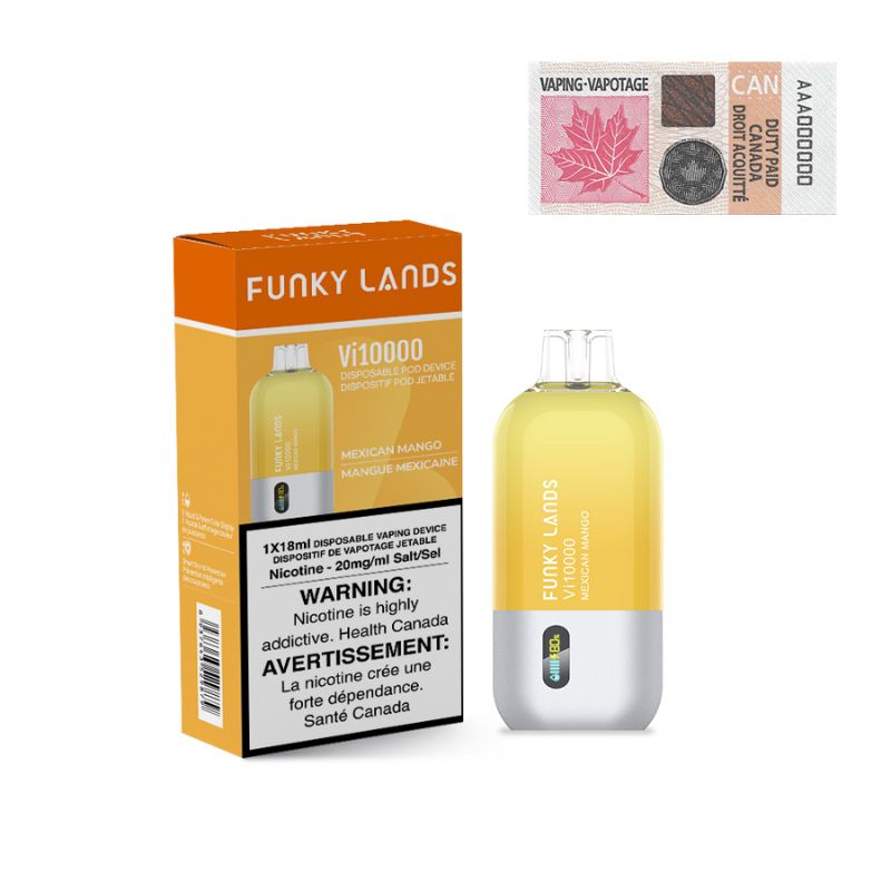 NOW AVAILABLE FUNKY LANDS MEXICAN MANGO DISPOSABLE VAPE (10000 PUFFS) MISTER VAPOR ONTARIO CANADA