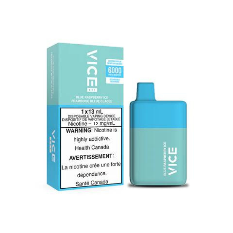 5 BUY AND GET 6TH ONE FREE. VICE BOX BLUE RASPBERRY ICE 12MG DISPOSABLE MISTER VAPOR CANADA TORONTO, BURLINGTON