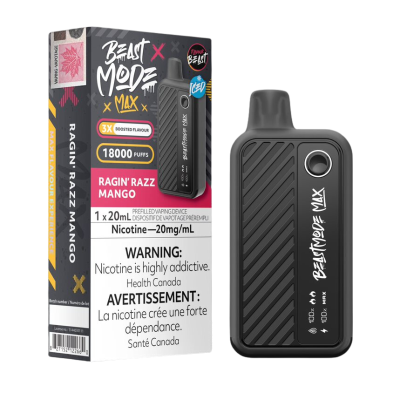 #1 BEAST MODE MAX 18K RAGIN' RAZZ MANGO DISPOSABLE VAPE AT MISTER VAPOR