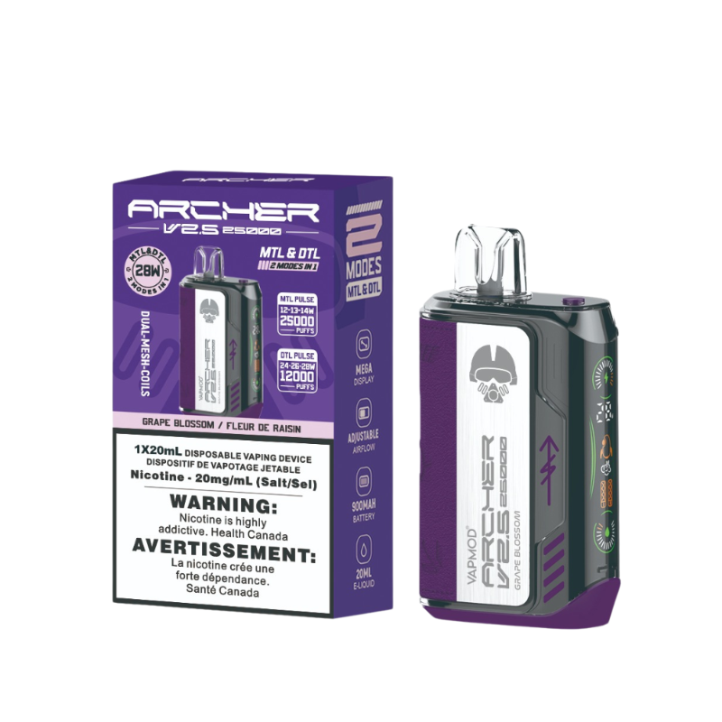 BUY ARCHER VAPMOD 25k GRAPE BLOSSOM  DISPOSABLE VAPE MISTER VAPOR CANADA ontario