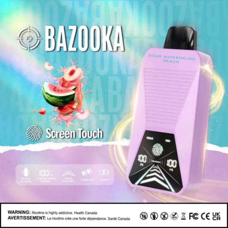 BAZOOKA 33K SOUR WATERMELON PEACH DISPOSABLE VAPE (20mL)