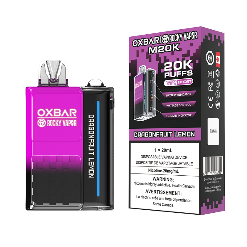 BUY NOW OXBAR M20K DRAGONFRUIT LEMON DISPOSABLE VAPE AT MISTER VAPOR QUEBEC