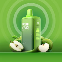 Green Apple Drip'n EVO 28k Disposable Vape Savor the crisp, refreshing taste of a freshly picked green apple with every puff, bursting with juicy sweetness and a tangy twist.