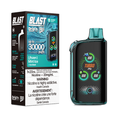 Buy now! Mint ice Drip'n fasta blast by envi disposable with 30000 puffs and ice blast mode. Available online and in store! 