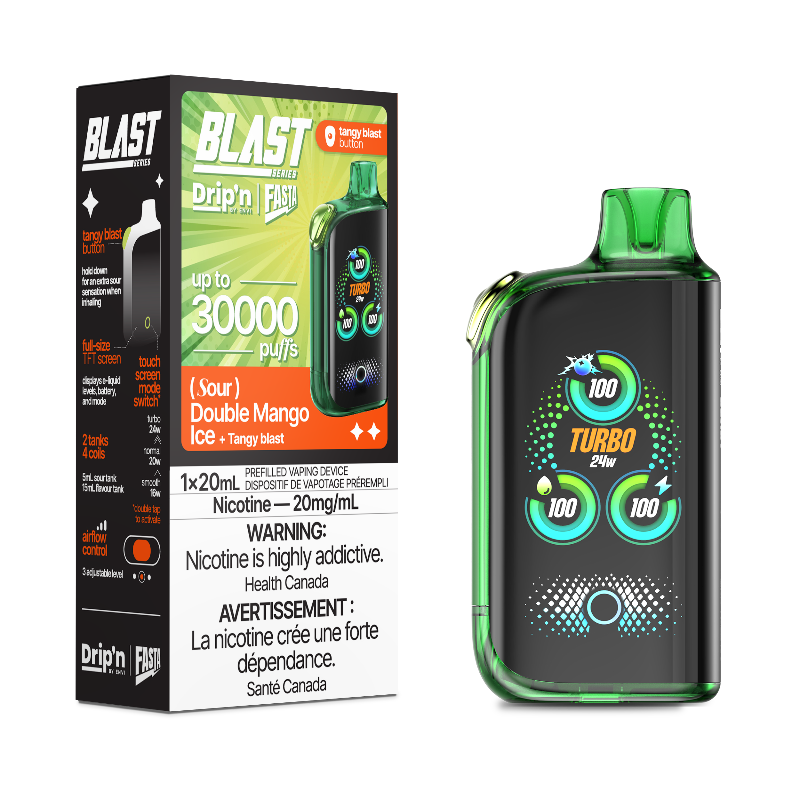 DRIP'N BY ENVI X FASTA BLAST SOUR SERIES DOUBLE MANGO ICE 30K DISPOSABLE VAPE