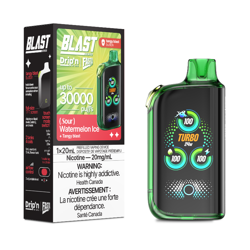 DRIP'N BY ENVI X FASTA BLAST SOUR SERIES WATERMELON ICE 30K DISPOSABLE VAPE