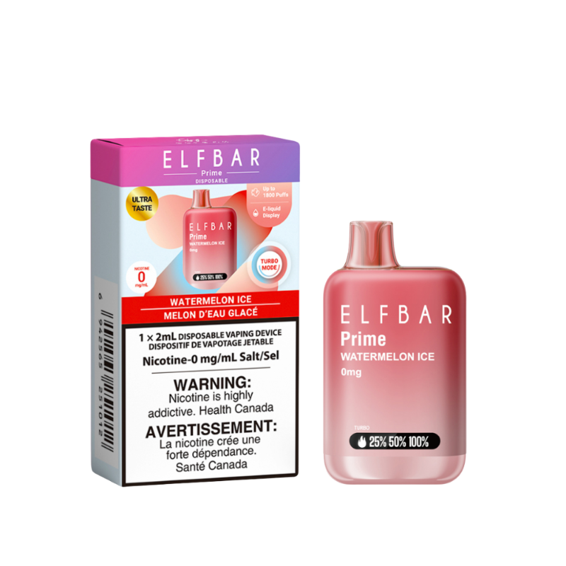 Elf Bar Prime 1800 Nicotine Free Disposable Vape - Watermelon Ice