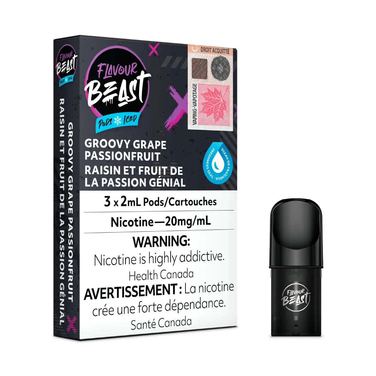 1. ONLINE VAPE STORE FLAVOUR BEAST GROOVY GRAPE PASSIONFRUIT ICED POD MR. VAPOR CANADA