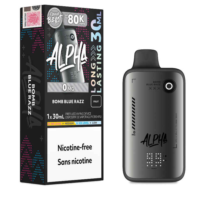 Flavour Beast Alpha 80K Disposable Vape Nicotine Free - Bomb Blue Razz, 30mL