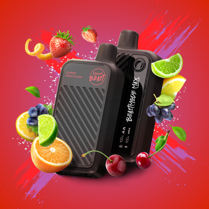 BUY NOW FLIPPIN FRUIT FLASH FLAVOUR BEAST BEAST MODE MAX - 18,000 PUFFS Flippin' Fruit Flash - Savor delightful mouthfuls of an exquisite fruit blend, bursting with all the vibrant colors of the rainbow!