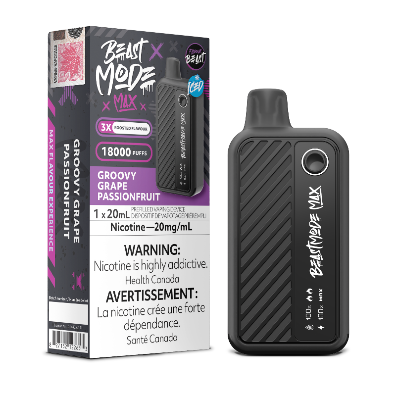 BEAST MODE MAX 18K GROOVY GRAPE PASSIONFRUIT DISPOSABLE VAPE AT MISTER VAPOR CANADA