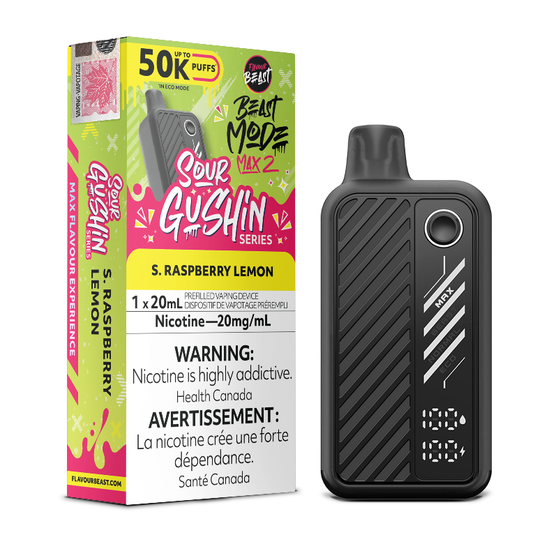 Beast Mode Max 2 50K Sour Gushin Series S. Raspberry Lemon By Flavour Beast
