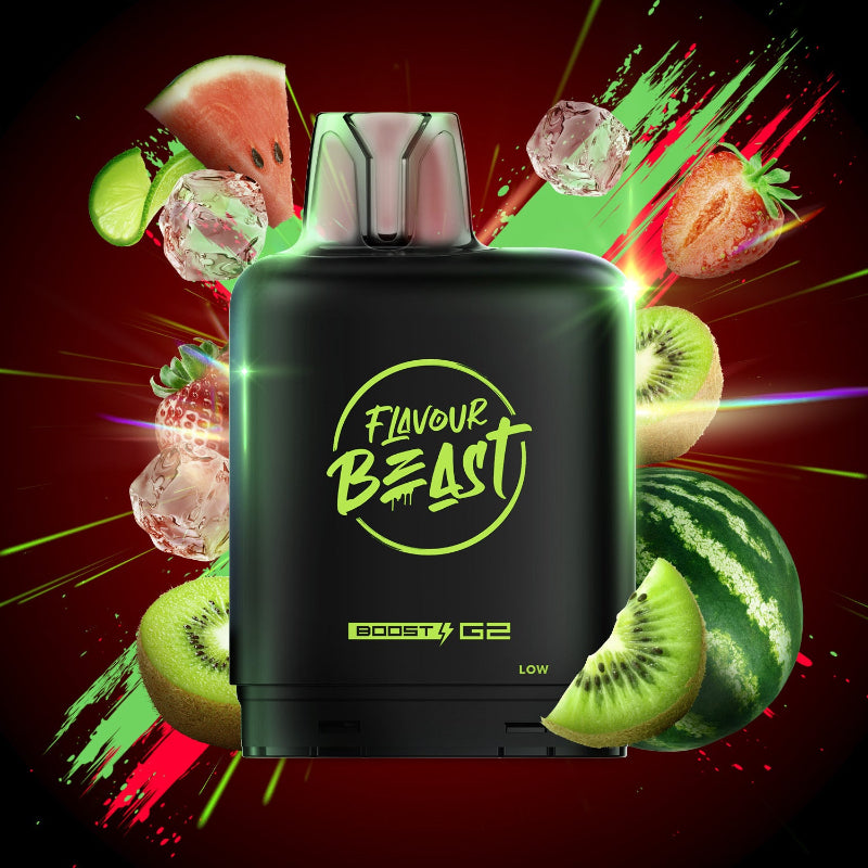 New Flavour ! WATERMELON STRAWBERRY KIWI ICED LEVEL X BOOST PODS Buy Now , with 25000 puffs and adjustable boost modes .