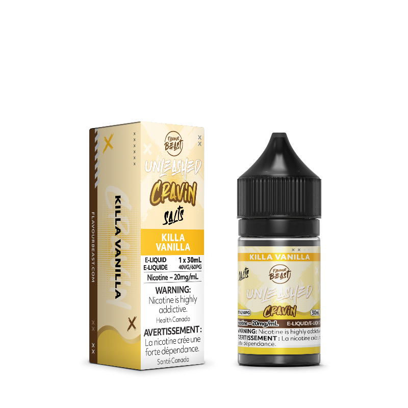 Now Available online and instore , Flavour beast Cravin killa vanilla e-liquid nic salt in 30mL.