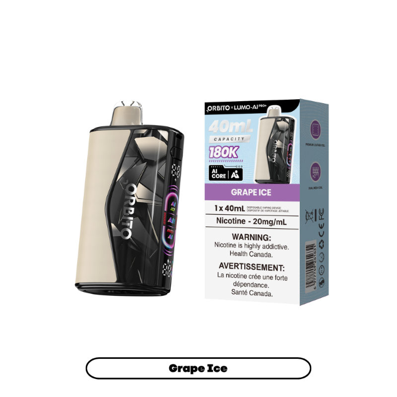 Orbito Lumo Ai PRO+ Disposable Vape - Grape Ice, 180k Puffs