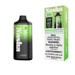 Guava Kiwi Passionfruit NASHA 25K DISPOSABLE VAPE: 25000 puffs, OLED screen displaying  battery and e-liquid indicator and Type-C Charging. BUY NOW AT MV 