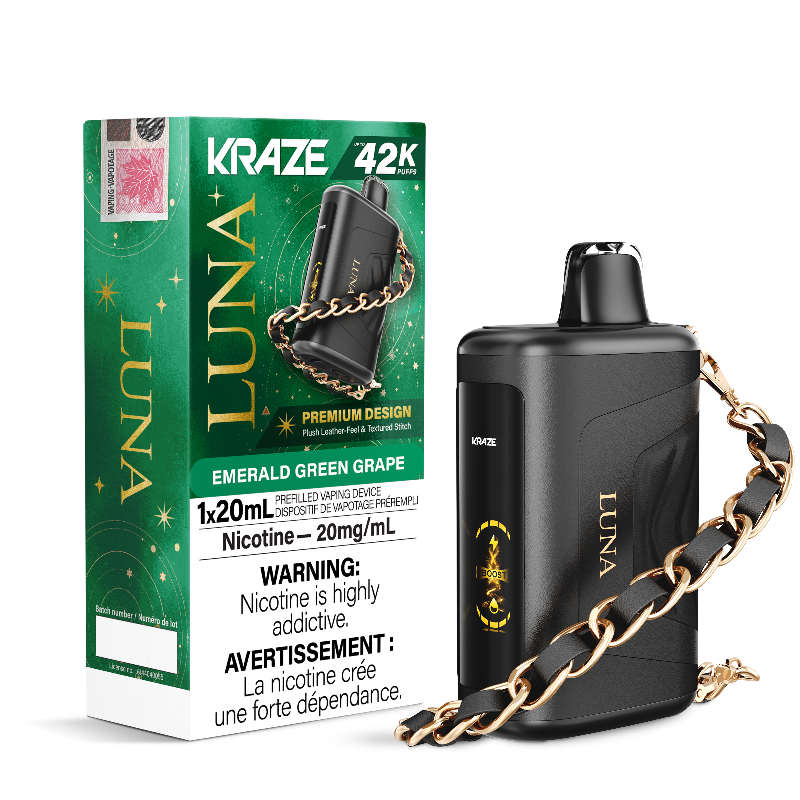 KRAZE LUNA 42K EMERALD GREEN GRAPE DISPOSABLE VAPE