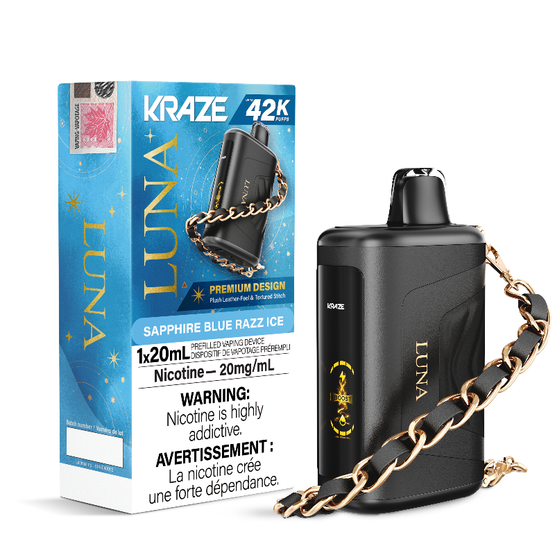 KRAZE LUNA 42K SAPPHIRE BLUE RAZZ ICE DISPOSABLE VAPE