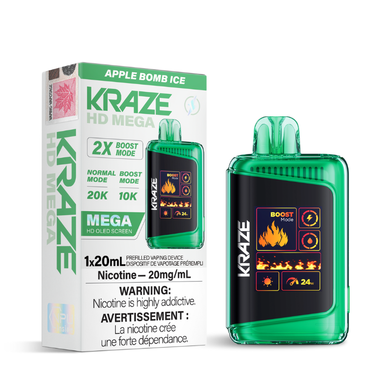 BUY KRAZE HD MEGA APPLE BOMB ICE (20k PUFFs) DISPOSABLE VAPE AT MR. VAPOR