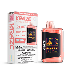 SAME DAY DELIVERY KRAZE HD MEGA STRAWBERRY ICE (20k PUFFs) DISPOSABLE VAPE