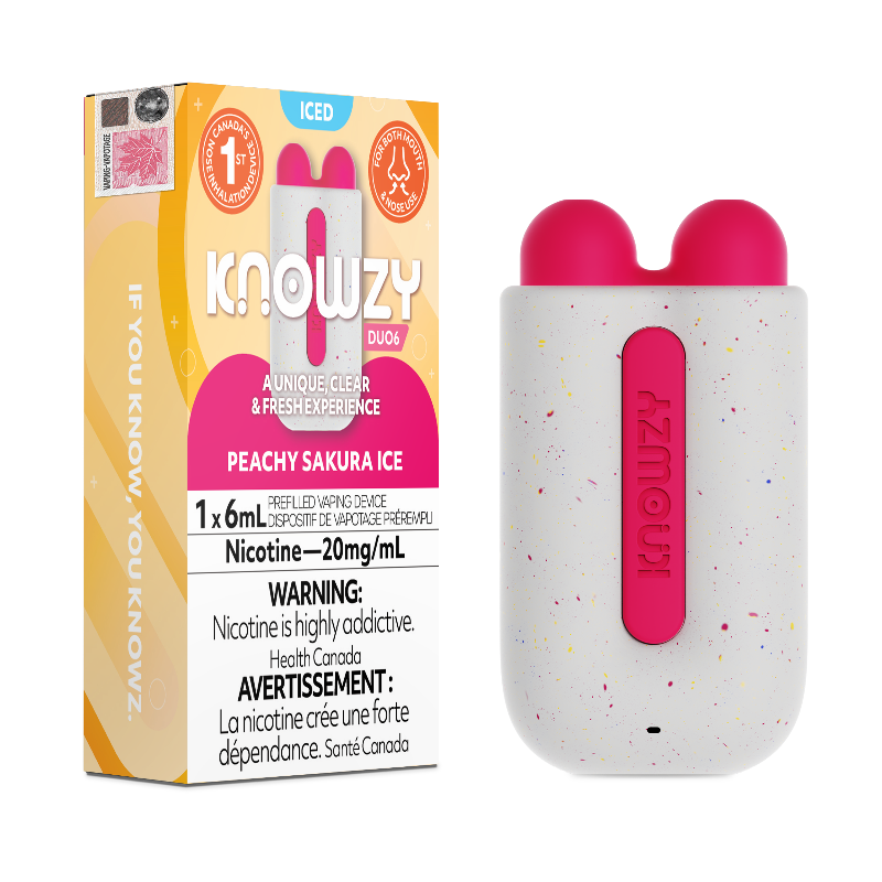 BUY KNOWZY DUO6 PEACHY SAKURA ICE @ Mister Vapor ON, AB, SK, BC, QC, PEI, NS, NL Canada