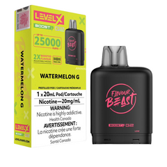 WATERMELON G LEVEL X BOOST PODS
Grab a piece and enjoy the taste of a wonderful watermelon delight! Experience heightened vaping satisfaction with the Level X Boost Flavour Beast Pods.