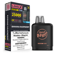 New Flavour ! BANANA RASPBERRY ICE LEVEL X BOOST PODS Buy Now , with 25000 puffs and adjustable boost modes .