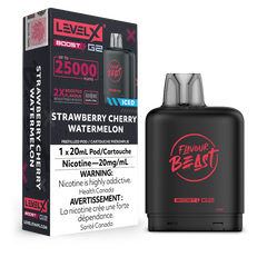 New Flavour !STRAWBERRY CHERRY WATERMELON ICED LEVEL X BOOST PODS Buy Now , with 25000 puffs and adjustable boost modes .