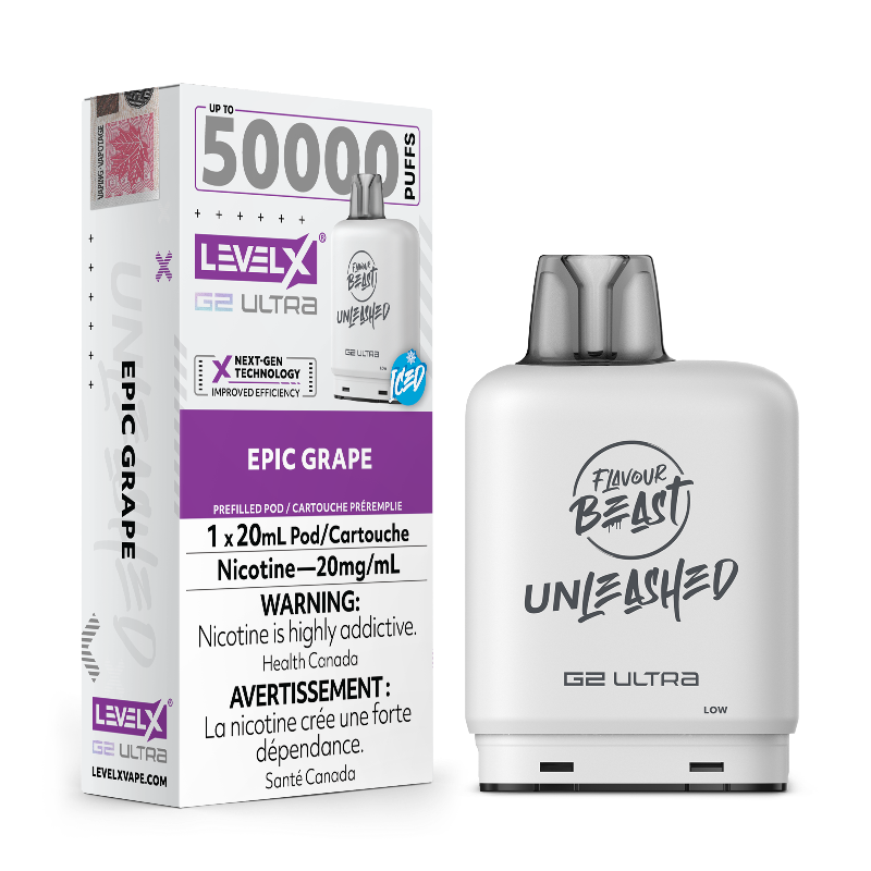 Level X G2 Ultra Flavour Beast Unleashed Pods - Epic Grape Ice, 50K Puffs