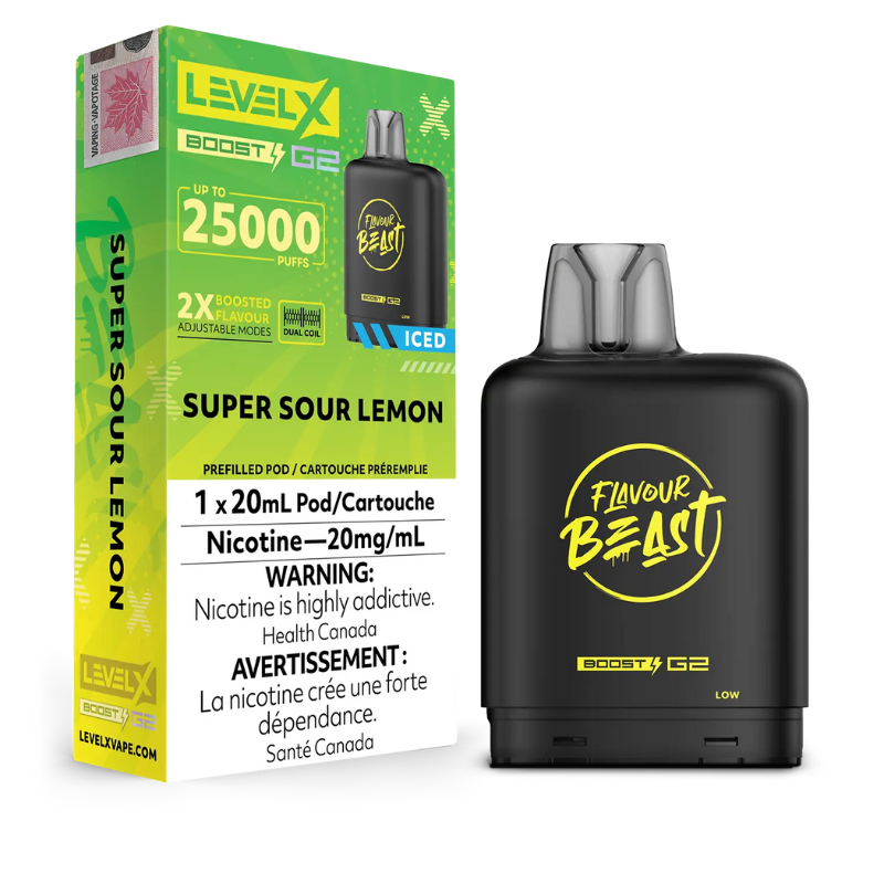 BUY LEVEL X SUPER SOUR LEMON ICED BOOST FLAVOUR BEAST POD