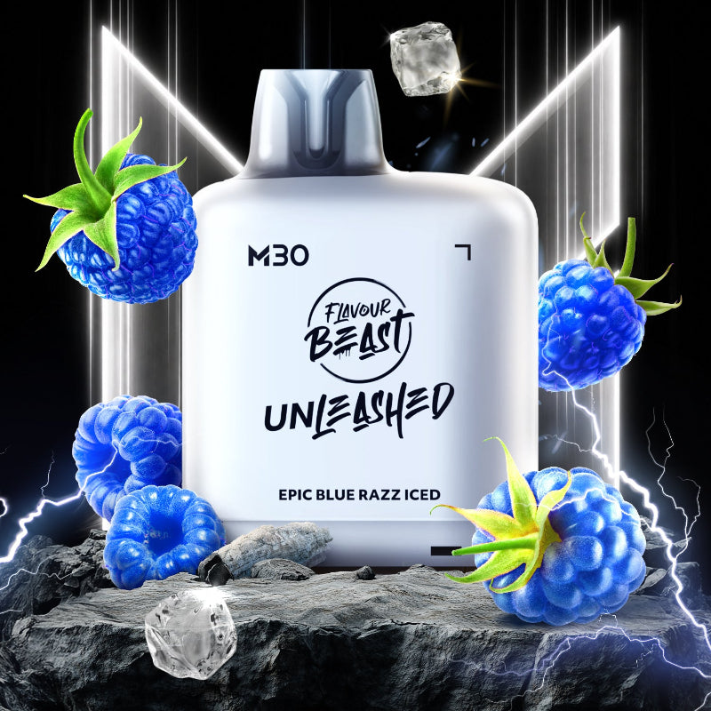Level X M30 Flavour Beast Unleashed Pods - Epic Blue Razz Iced, 120k Puffs