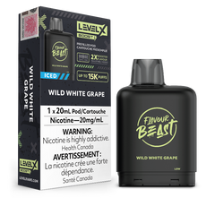 WILD WHITE GRAPE ICED LEVEL X BOOST PODS By far Flavour Beast's best selling flavour! Experience the unique flavor of plump and succulent white grapes, oh and don't forget that icy blast finish. This wild flavor combination is truly unforgettable