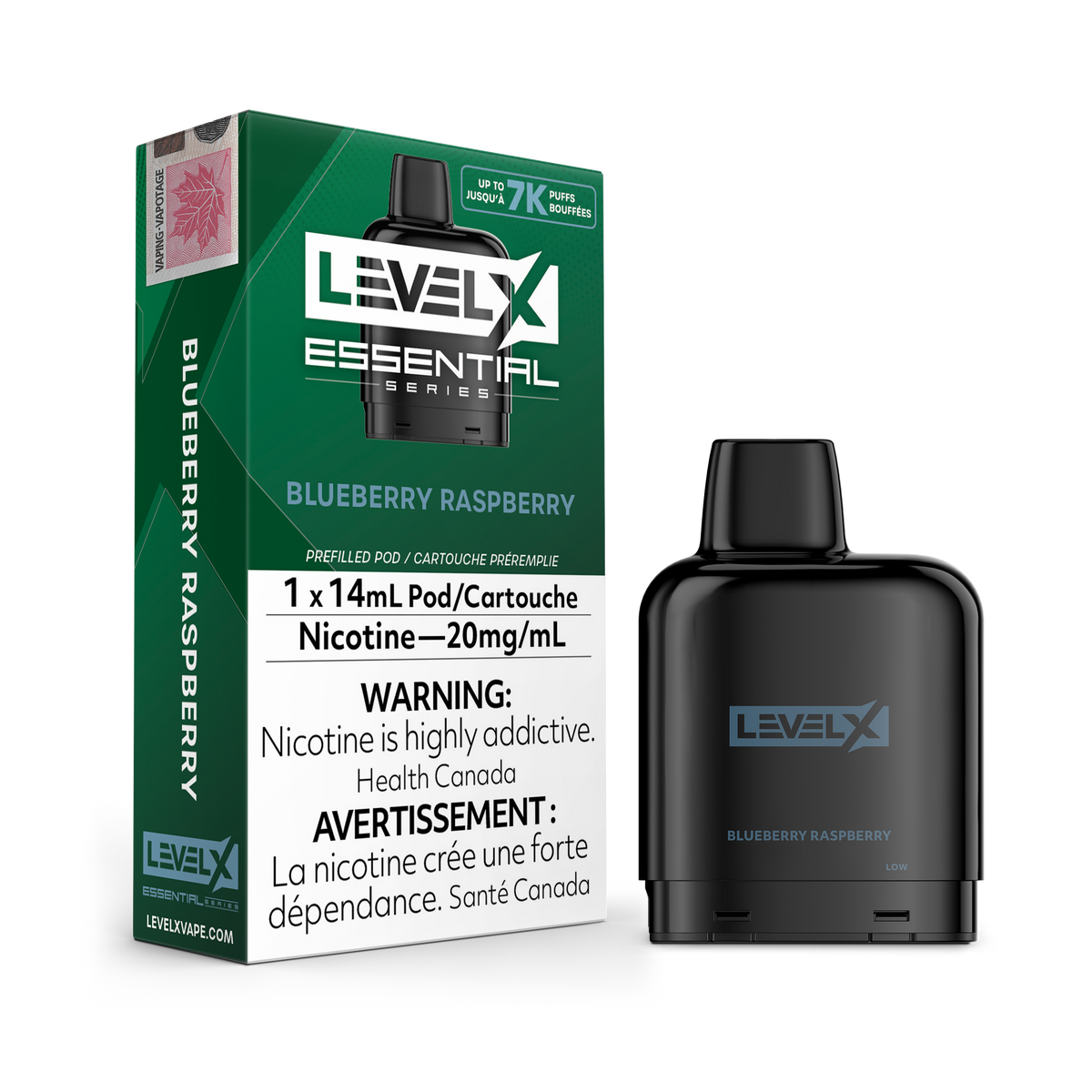 ESSENTIAL SERIES BLUEBERRY RASPBERRY ICE BY LEVEL X Experience the delightful fusion of luscious blueberries and zesty raspberries, creating a symphony of flavors that gracefully unfolds with each inhalation.