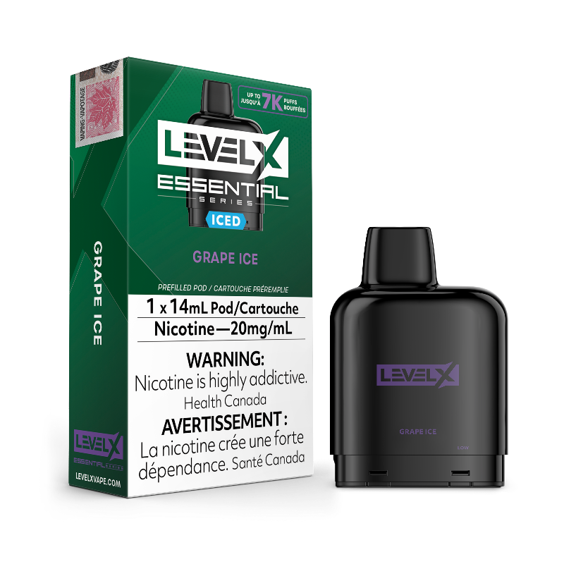 ESSENTIAL SERIES GRAPE ICE BY LEVEL X Experience the exhilarating sensation of succulent grapes combined with a refreshing icy touch, delivering an unparalleled grape flavor unlike anything you've tasted before.