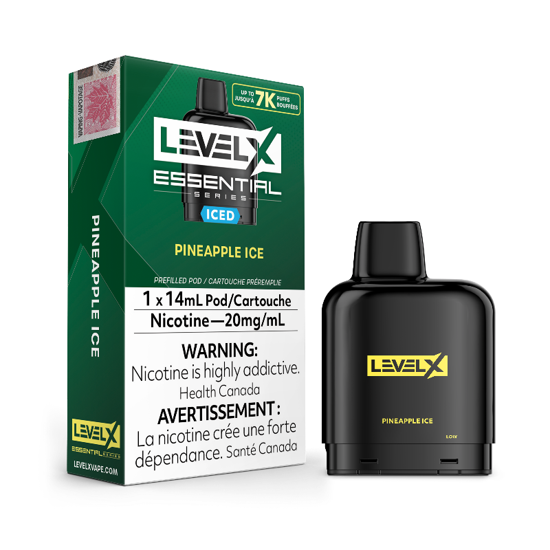 ESSENTIAL SERIES PINEAPPLE ICE BY LEVEL X Experience the delightful tropical charm of luscious pineapples perfectly complemented by a refreshing, frosty conclusion.