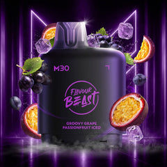 Level X M30 Flavour Beast Pods - Groovy Grape Passionfruit Iced, 120k Puffs