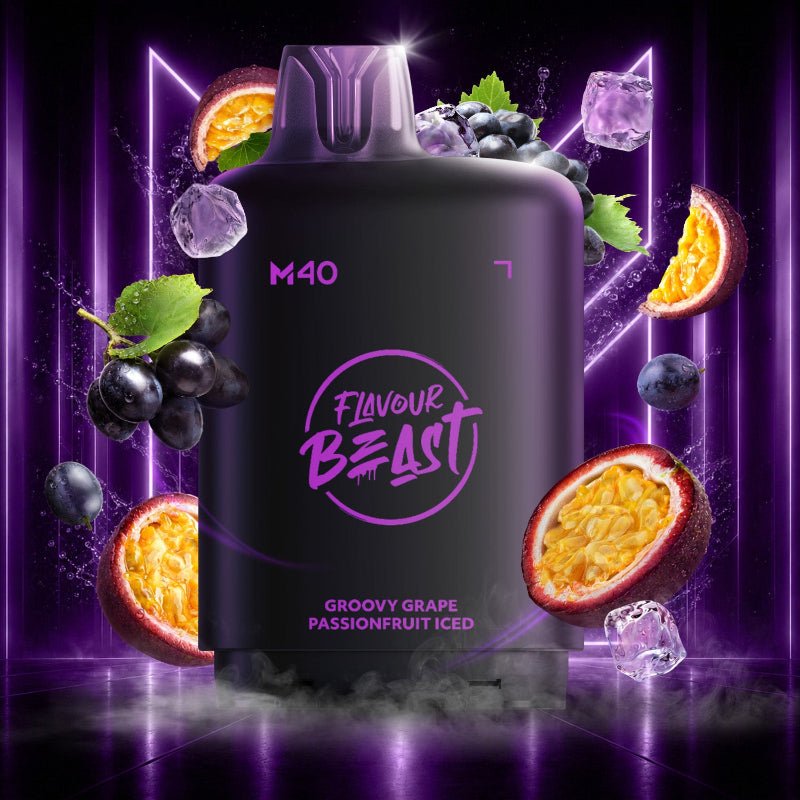 Level X M40 Flavour Beast Pods - Groovy Grape Passionfruit Iced, 160k Puffs - PODS - Mister Vapor