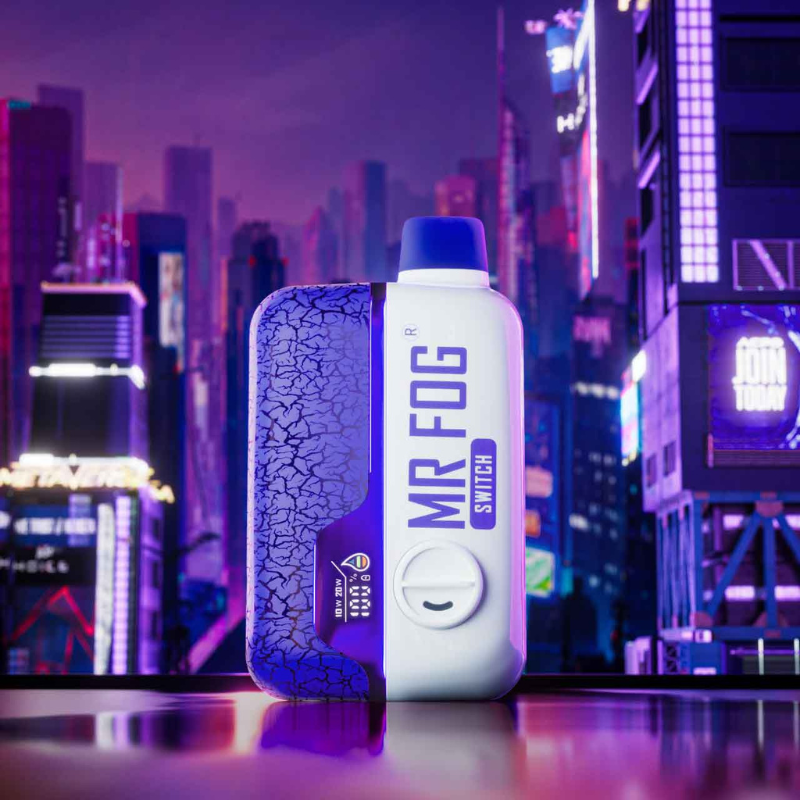 Nicotine Free Mr Fog Switch SW15000 Grape Pomegranate disposable vape! Savor the refreshing fusion of juicy grapes and tangy pomegranate with a frosty blast in this Grape Pomegranate Ice vape! Adjustable Wattage 10w(Eco) and 20w(Boost), Dual Mesh Coil, 15000 puffs, adjustable airflow, 650mAh battery, 12ml e-juice capacity. Quebec, Ontario, New Brunswick, Nova scotia, PEI, Alberta, Manitoba, Saskatchewan and B.C,