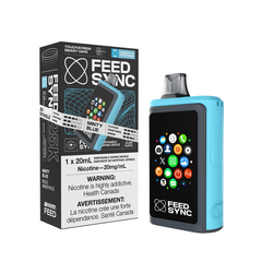 Minty Blue Feed Sync Disposable Vape - 25,000 Puffs Savor the refreshing blend of mint and blue raspberry for a cool, invigorating experience. 