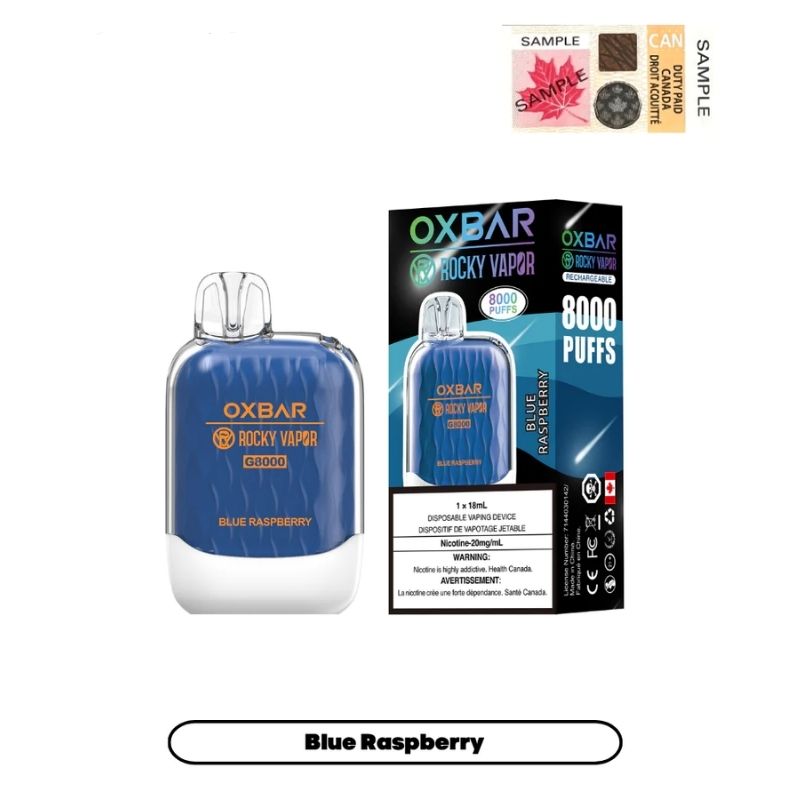 BUY OXBAR G-8000  BLUE RASPBERRY DISPOSABLE VAPE AT MISTER VAPOR CANADA