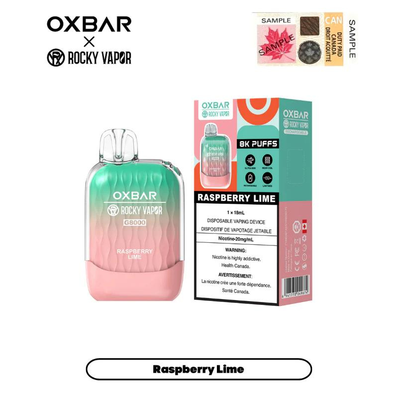 1. BEST SELLER OXBAR G8K RASPBERRY LIME DISPOSABLE VAPE MISTER VAPOR QC