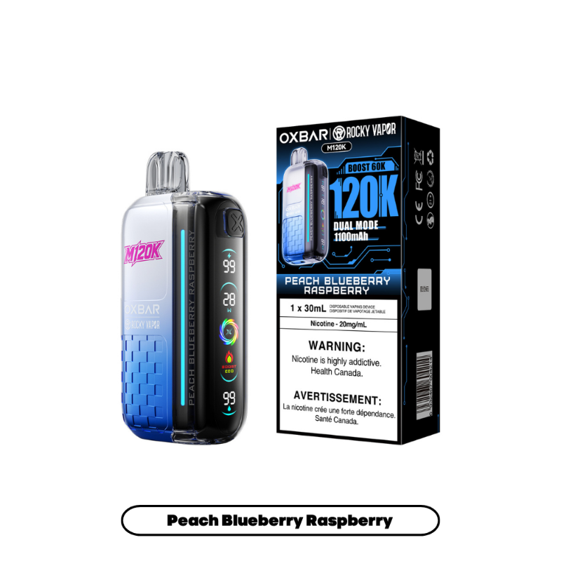 Oxbar M120K Dispoable Vape - Peach Blueberry Raspberry, 30mL