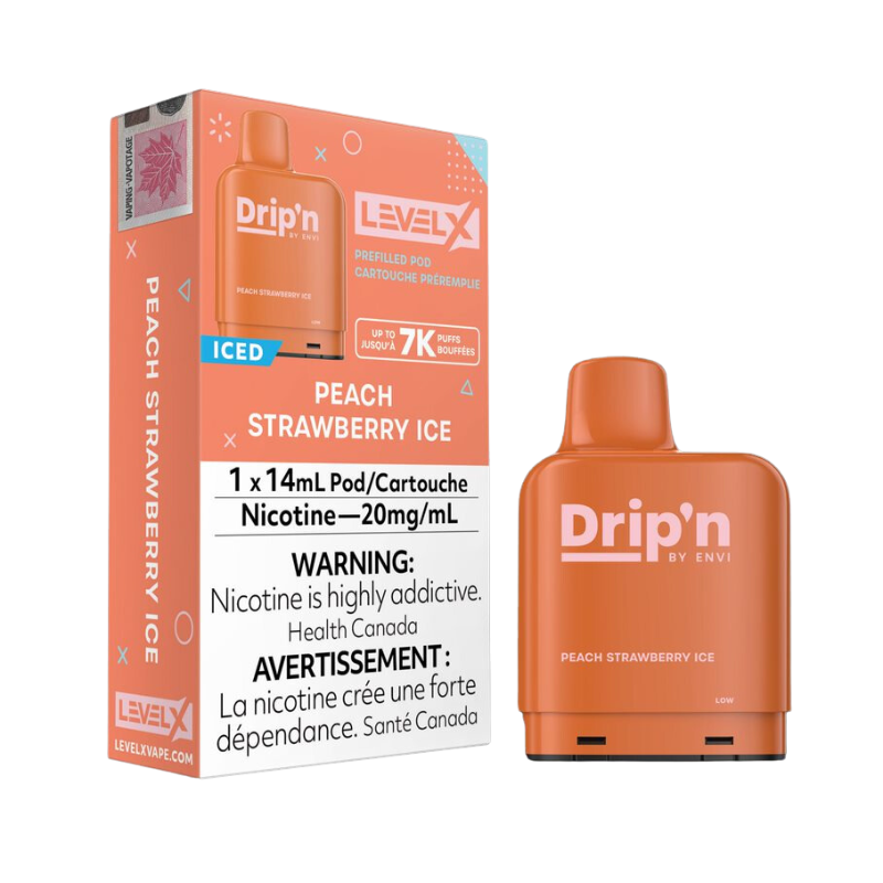 #1 LEVEL X DRIP'N BY ENVI PEACH STRAWBERRY ICE POD MISTER VAPOR