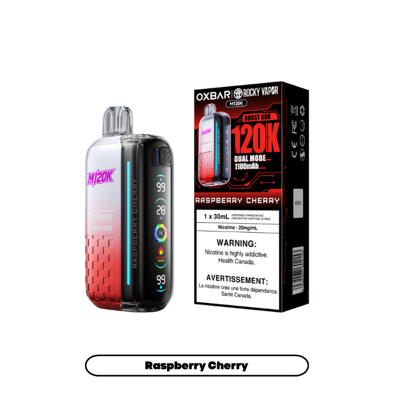 Oxbar M120K Dispoable Vape - Raspberry Cherry, 30mL