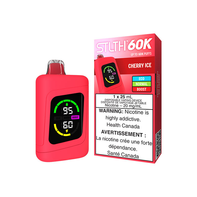 Cherry Ice STLTH 60K Disposable Vape delivers 60,000 puffs of refreshing Cherry flavour with an icy finish, powered by a massive 25mL e-liquid capacity. Free delivery Nova Scotia