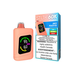 Juicy Peach Ice STLTH 60K Disposable Vape delivers 60,000 puffs of refreshing peach flavour with a frosty chill, powered by a massive 25mL e-liquid capacity. Free delivery Nova Scotia