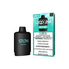 ARCTIC MINT STLTH LOOP 25K Pods – 25,000 puffs of refreshing mint and icy coolness! Enjoy long-lasting flavour with 20ML capacity for a smooth, eco-friendly vape experience.