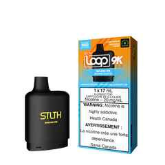 BANANA ICE STLTH LOOP 9K POD Experience creamy banana with hint of menthol for a refreshing sensation Representing the pinnacle of excellence in the vaping realm, STLTH Loop 9K Pod boasts an impressive 17ML e-liquid capacity, providing an astonishing 9000 puffs per pod. 