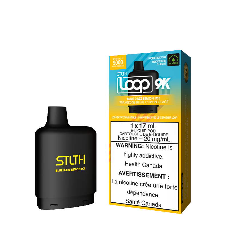 BLUE RAZZ LEMON STLTH LOOP 9K POD Indulge in a sweet blue raspberry flavour with a hint of citrus lemons and menthol which gives you a feel of chilled blue lemonade Representing the pinnacle of excellence in the vaping realm, STLTH Loop 9K Pod boasts an impressive 17ML e-liquid capacity, providing an astonishing 9000 puffs per pod.