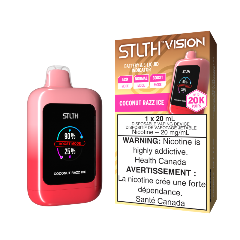 STLTH VISION (20k) COCONUT RAZZ ICE DISPOSABLE VAPE MISTER VAPOR TORONTO